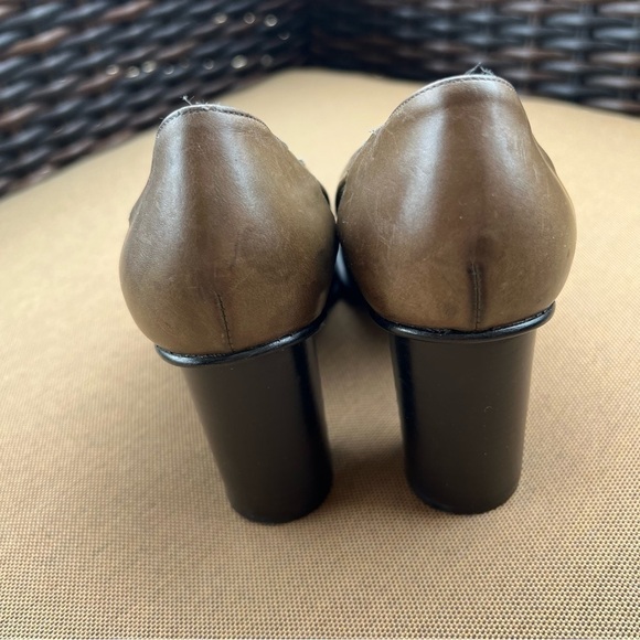 Fendi pumps cylinder heel women’s leather shoes ,color moss, 35.5 made in Italy - Picture 7 of 14